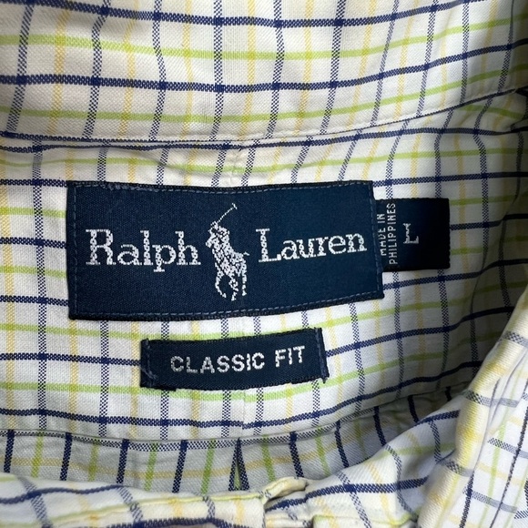 Polo Ralph Lauren White w/ Yellow, Navy & Green Plaid Shirt L - Picture 3 of 4